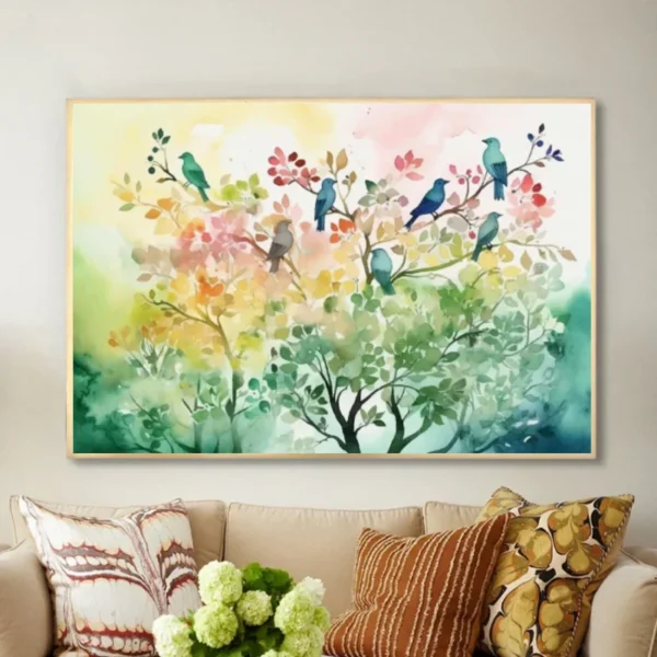 Arbre aux oiseaux colorés