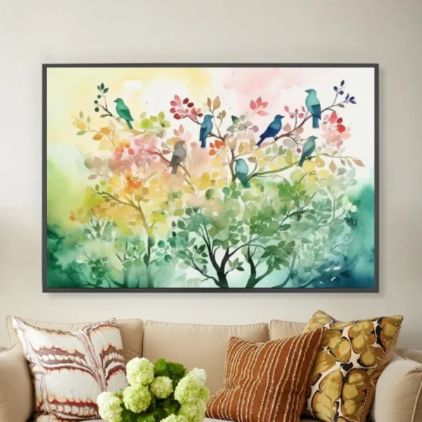 Arbre aux oiseaux colorés-