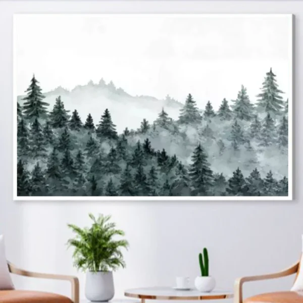 Brume sur la forêt de pins--