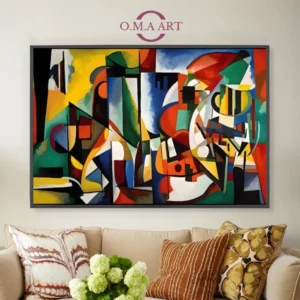 Composition cubiste colorée et dynamique- Composition cubiste colorée et dynamique-