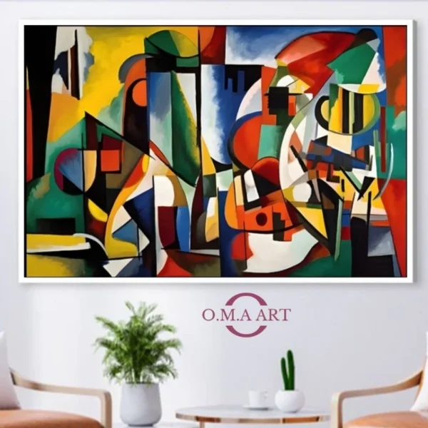 Composition cubiste colorée et dynamique--