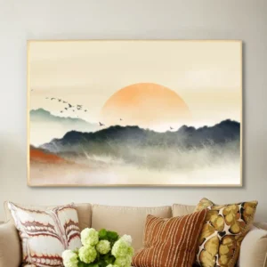 Soleil levant sur la brume