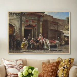 Tableau marocain – Cavaliers en pleine fantasia